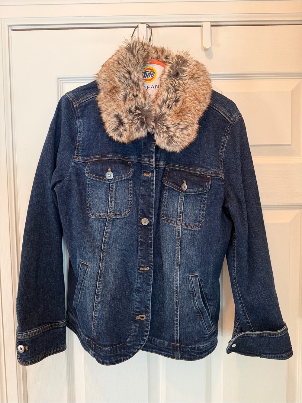 J Jill Denim Jacket with Removable Faux Fur Collar